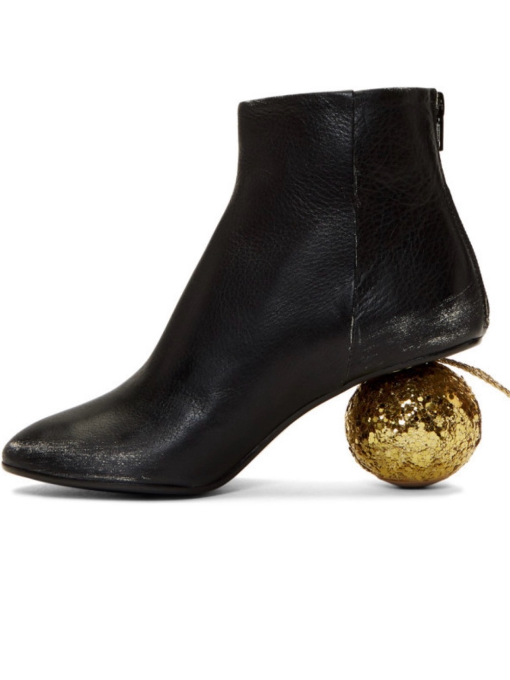 MM6 Maison Margiela Glitter Disco Ball Heel Leather Ankle Boots
